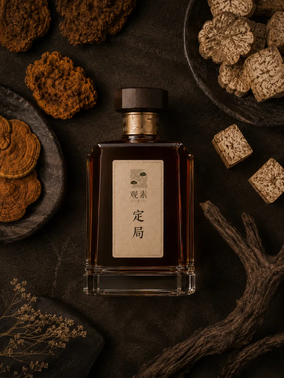定局草本与瓶身俯拍